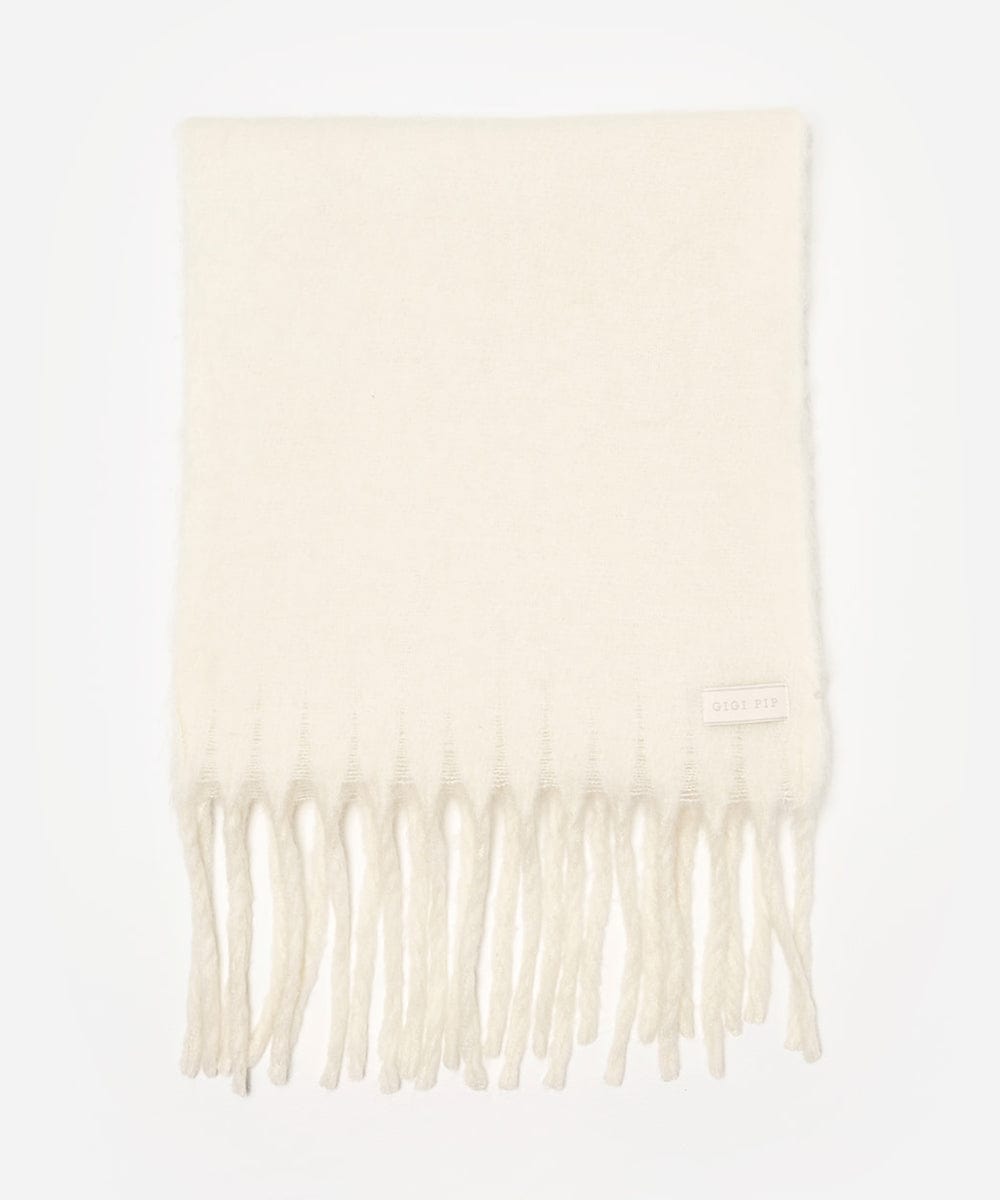 White scarf with fringe on a white background #color_off white
