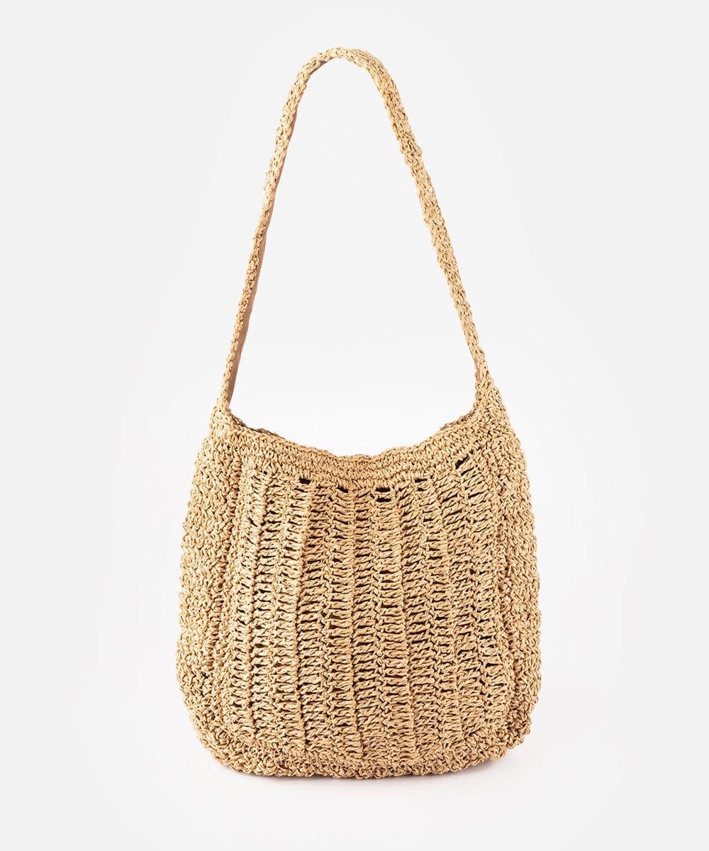 Woven basket with handle on a white background #color_natural