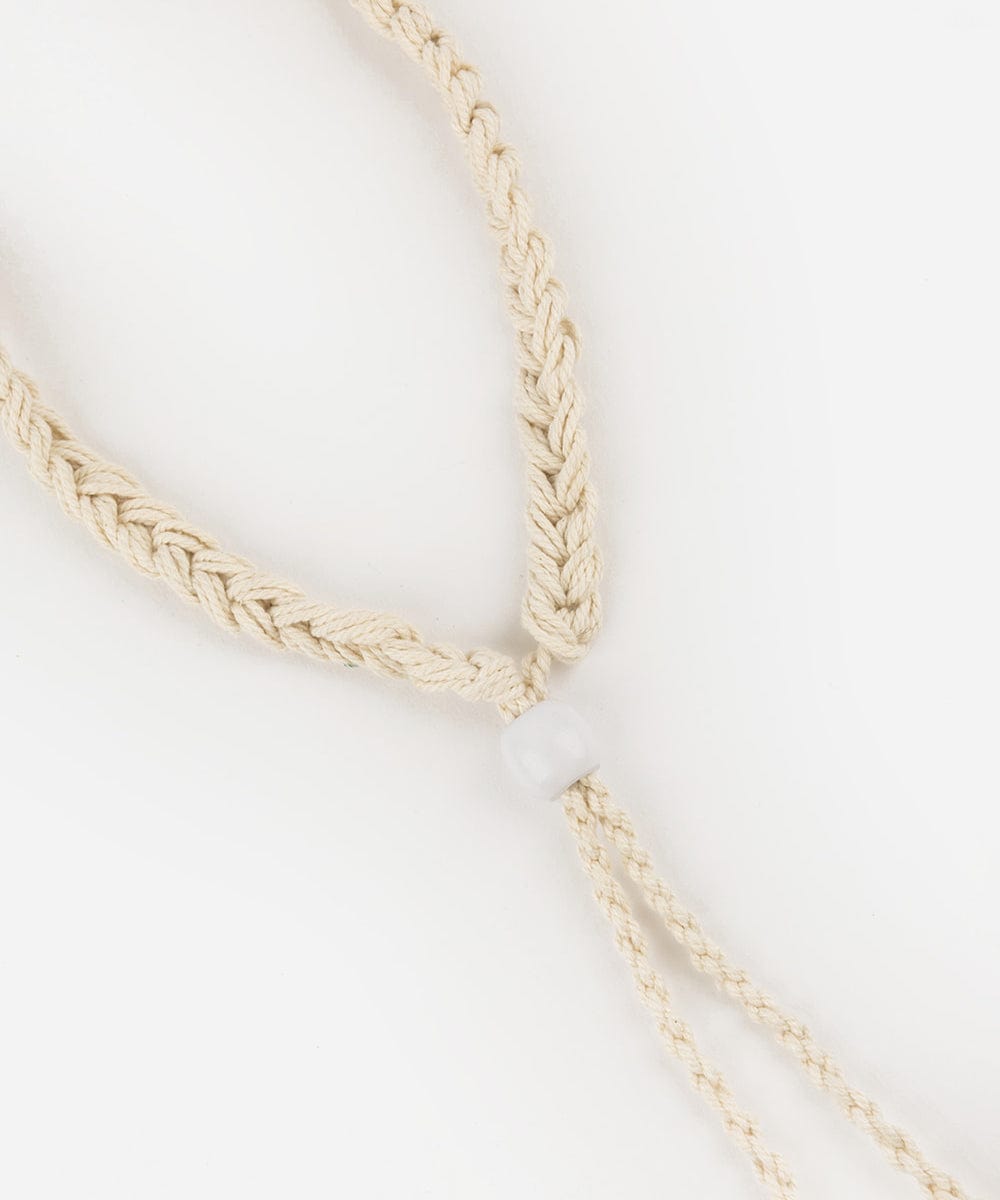 A natural white colored braided rope hat band on a plain background #color_natural white