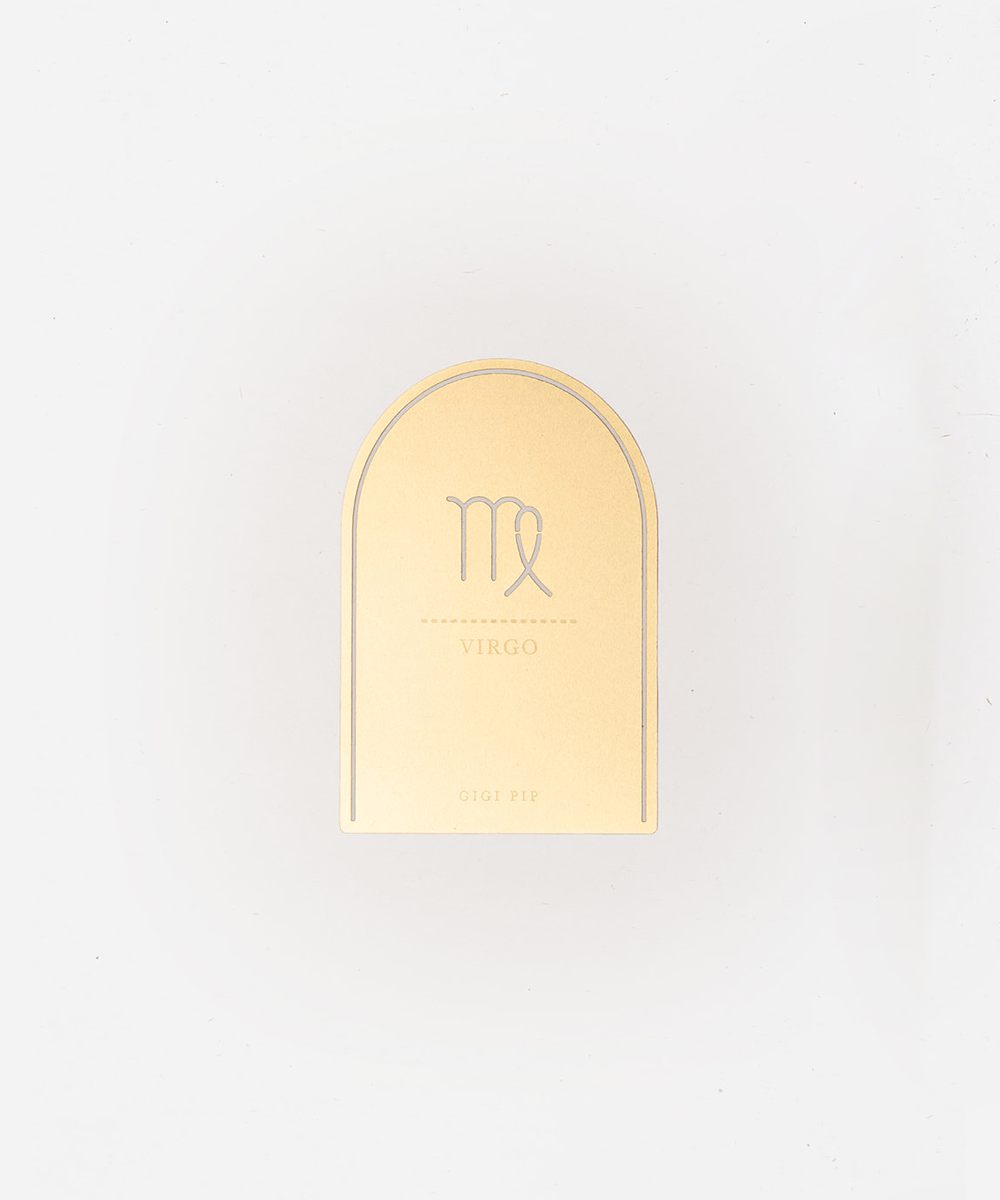 Gold 'Virgo' zodiac sign plaque on a light gray background #color_gold