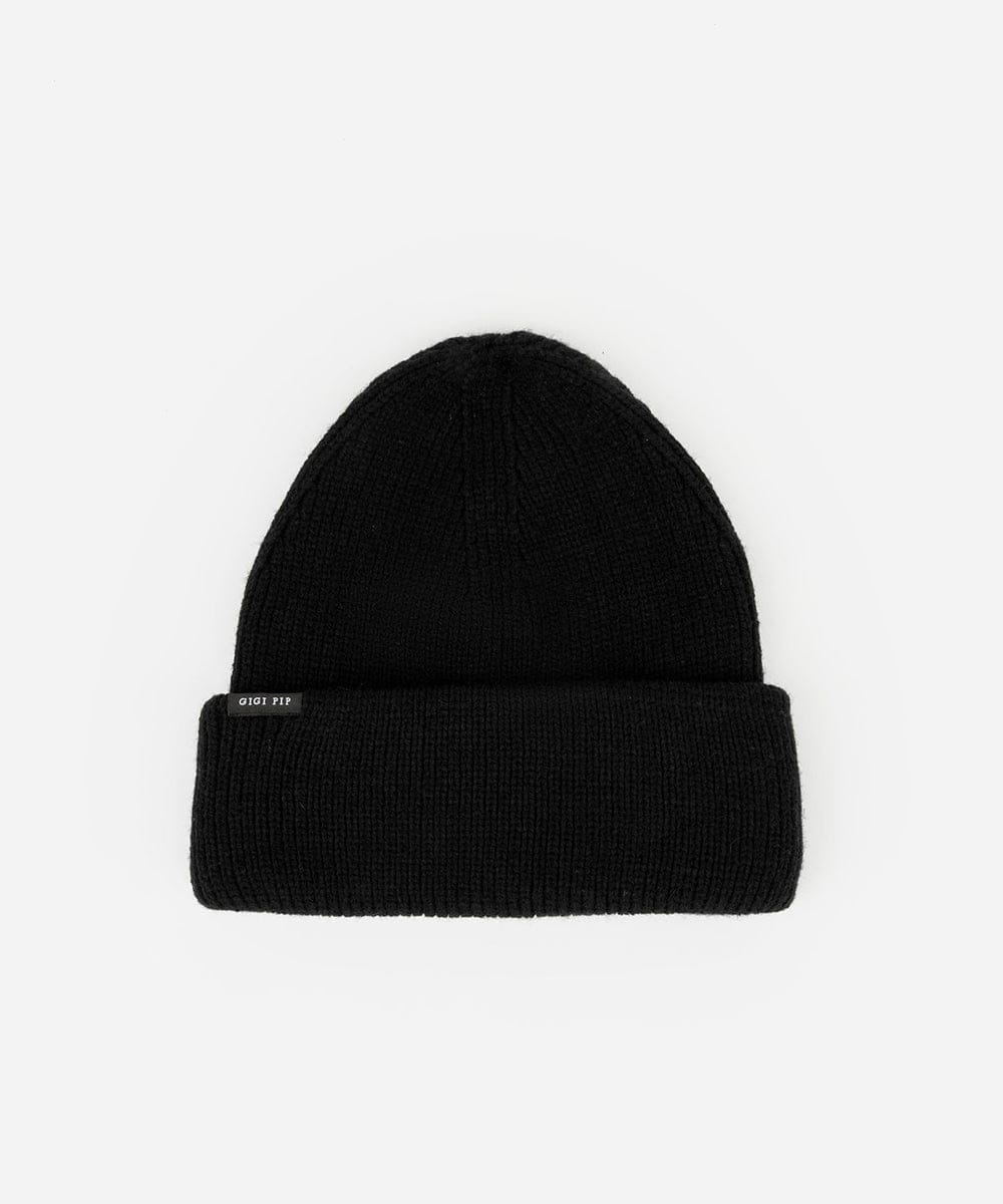 Black beanie hat on a white background #color_black