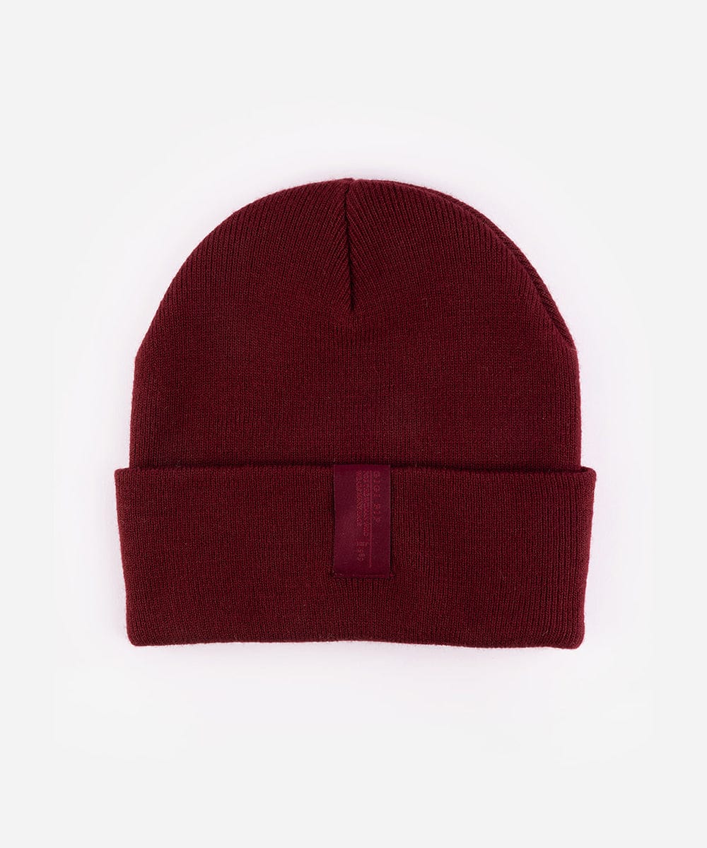 Maroon beanie with a small logo on a white background #color_burgundy