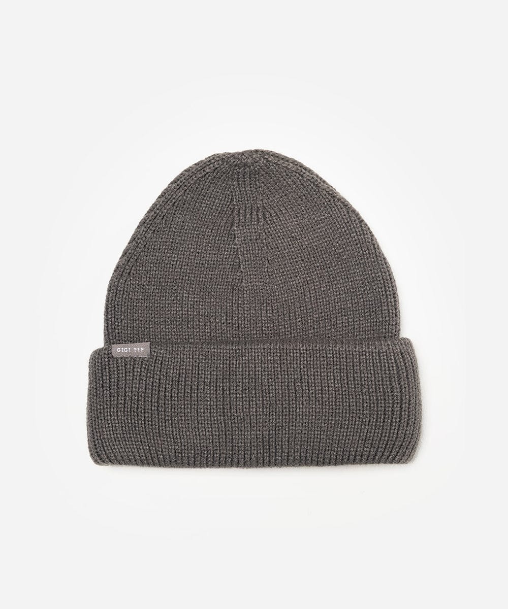 Gray knit beanie on a light gray background #color_grey