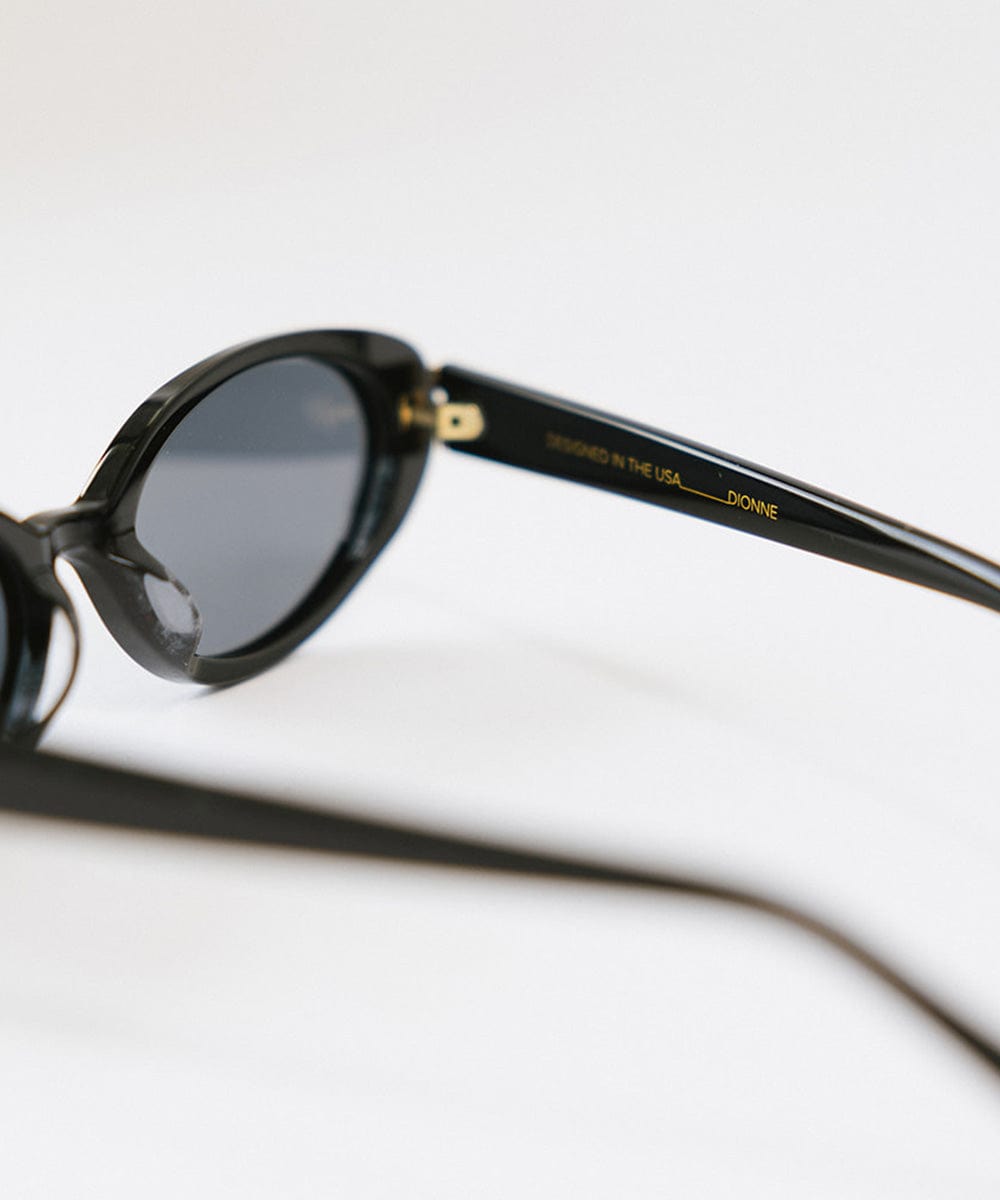 Close up image of black sunglasses on a white background #color_black