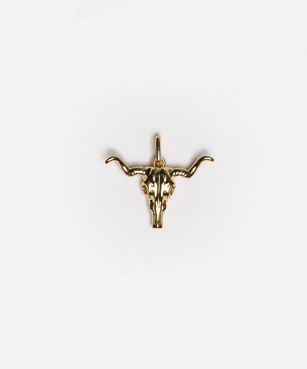 A gold longhorn hat charm on a white background #color_gold