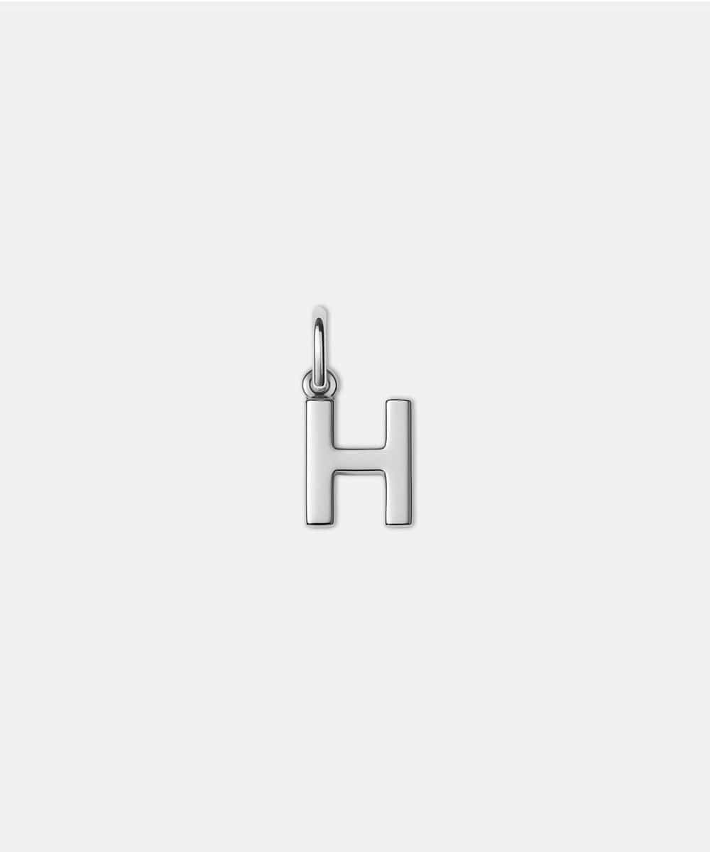 Silver letter 'H' hat charm on a white background #color_silver