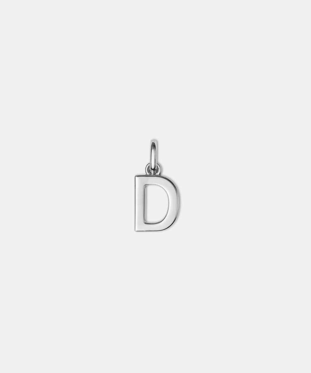 Silver letter 'D' hat charm on a white background #color_silver