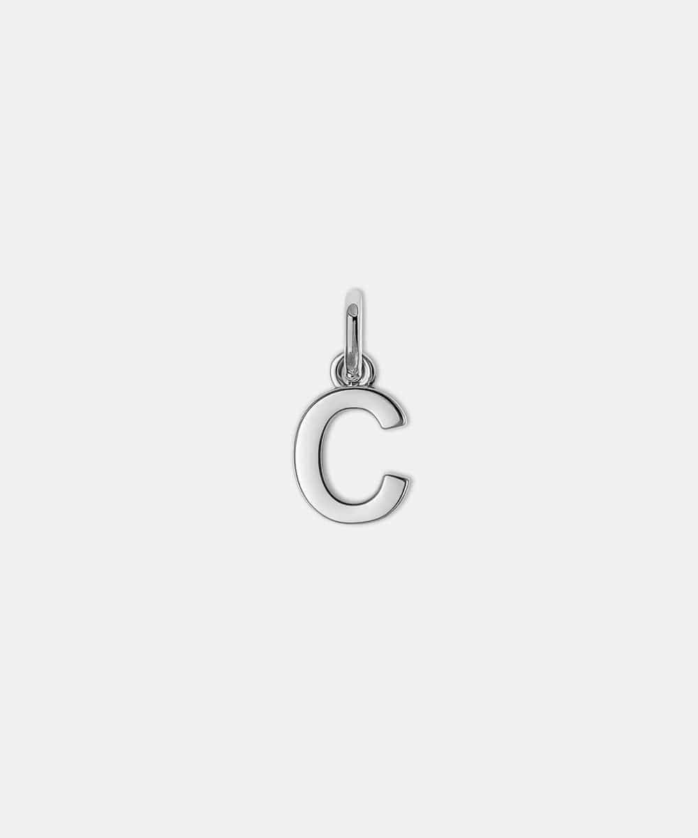 Silver letter 'C' hat charm on a white background #color_silver