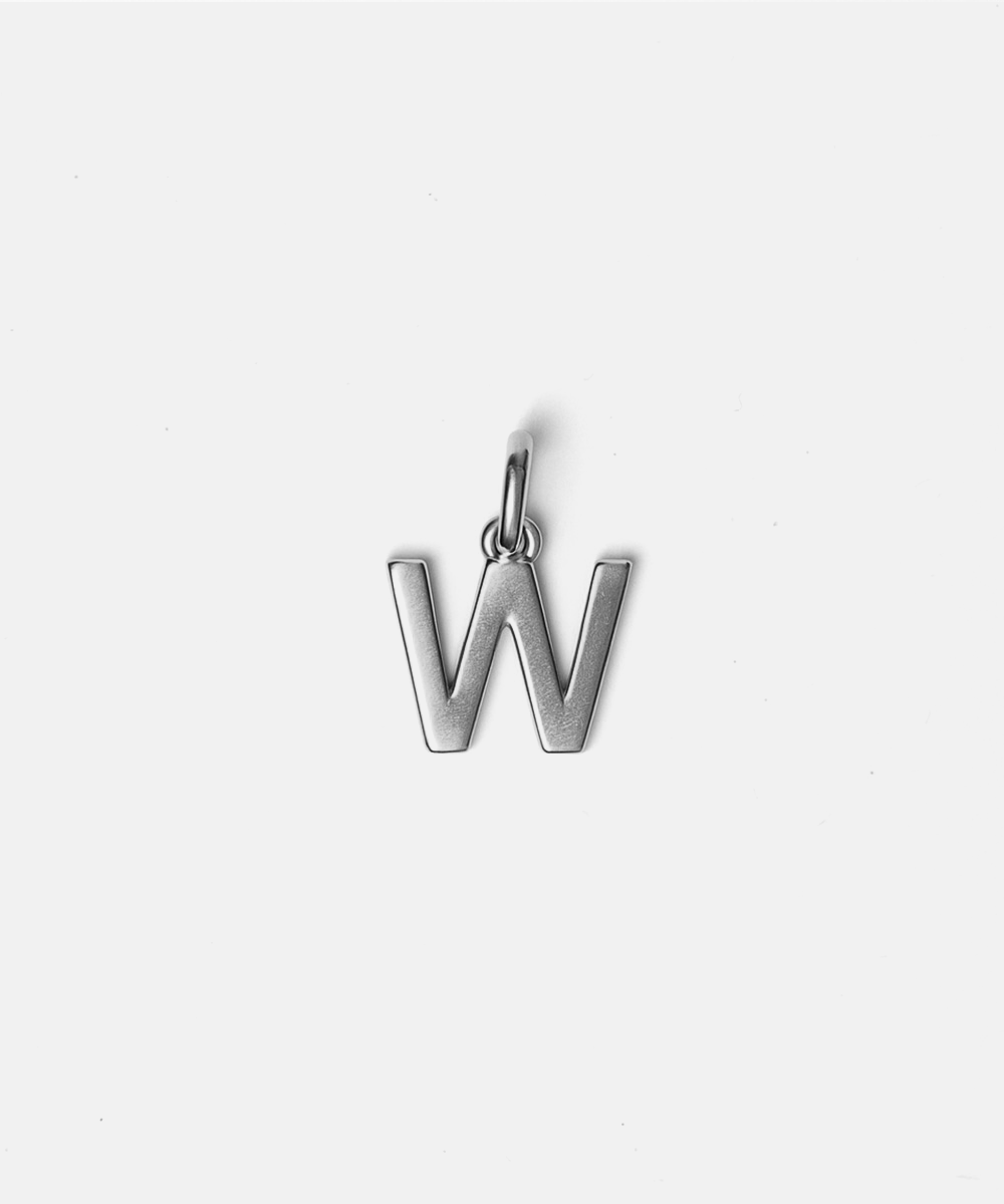 Silver letter 'W' hat charm on a white background #color_silver