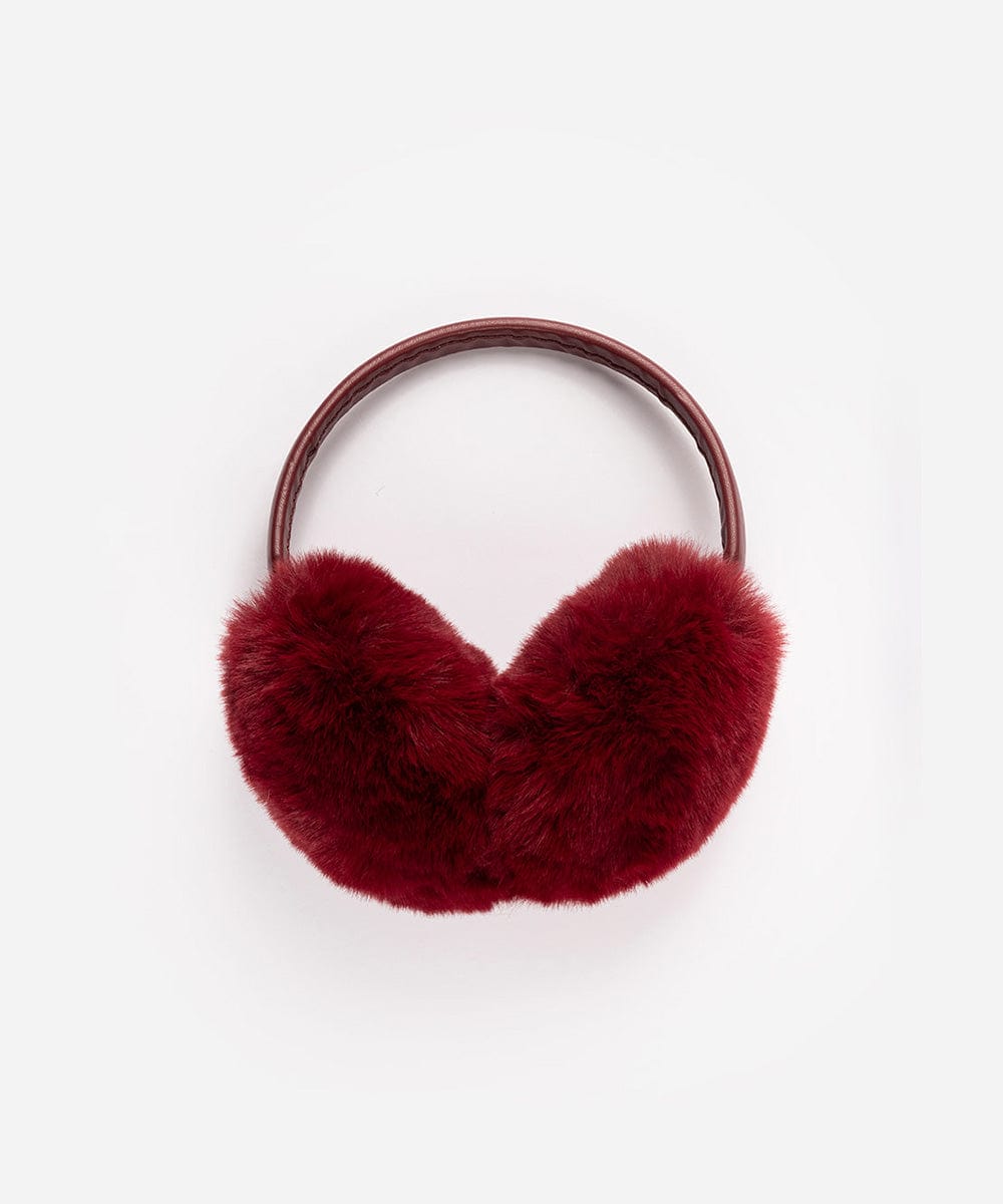 Burgundy fur ear muffs on a white background #color_burgundy