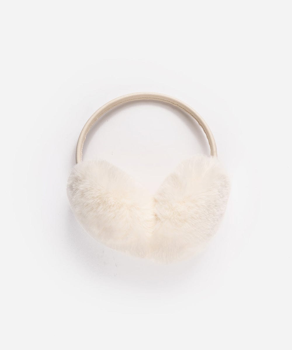 Winter white colored fur ear muffs on a white background #color_winter white