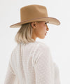 Gigi Pip felt hats for women - June Teardrop Rancher - 100% australian wool teardrop rancher with an angled western brim hat featuring a gold plated Gigi Pip branded pin on the back of the crown [brown]