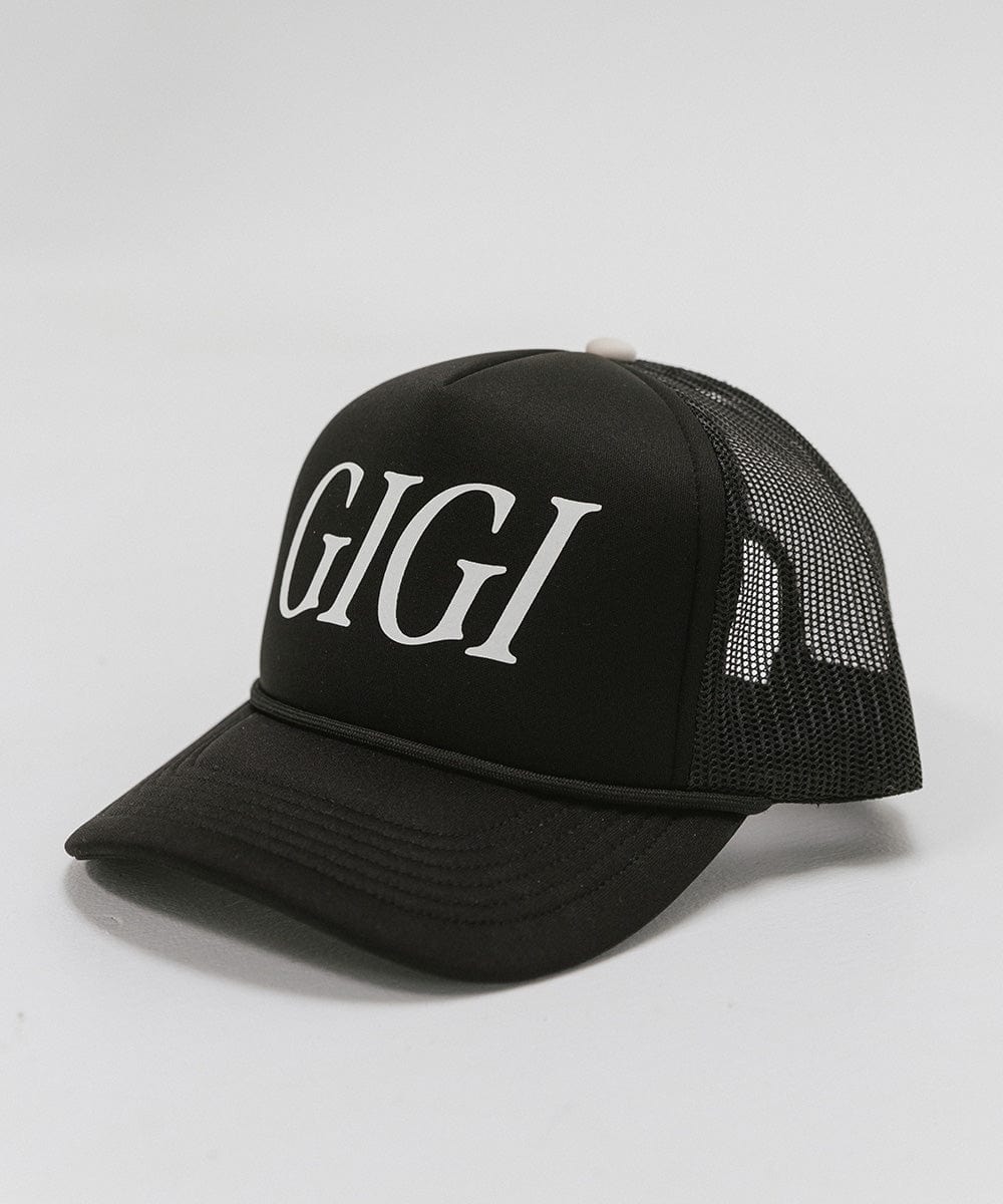 A black cap with 'GIGI' text on a white background #color_black