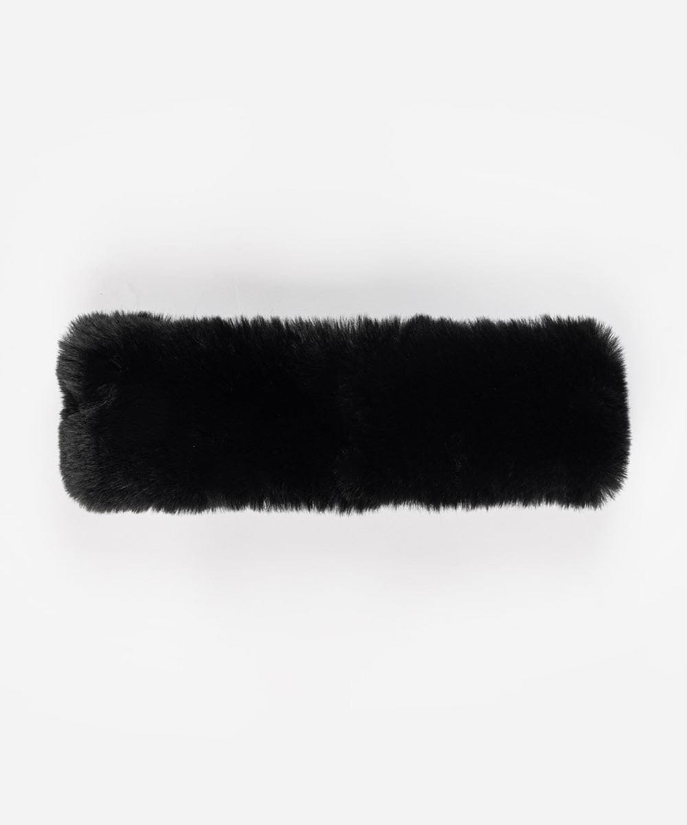 A black fur headband on a white background #color_black