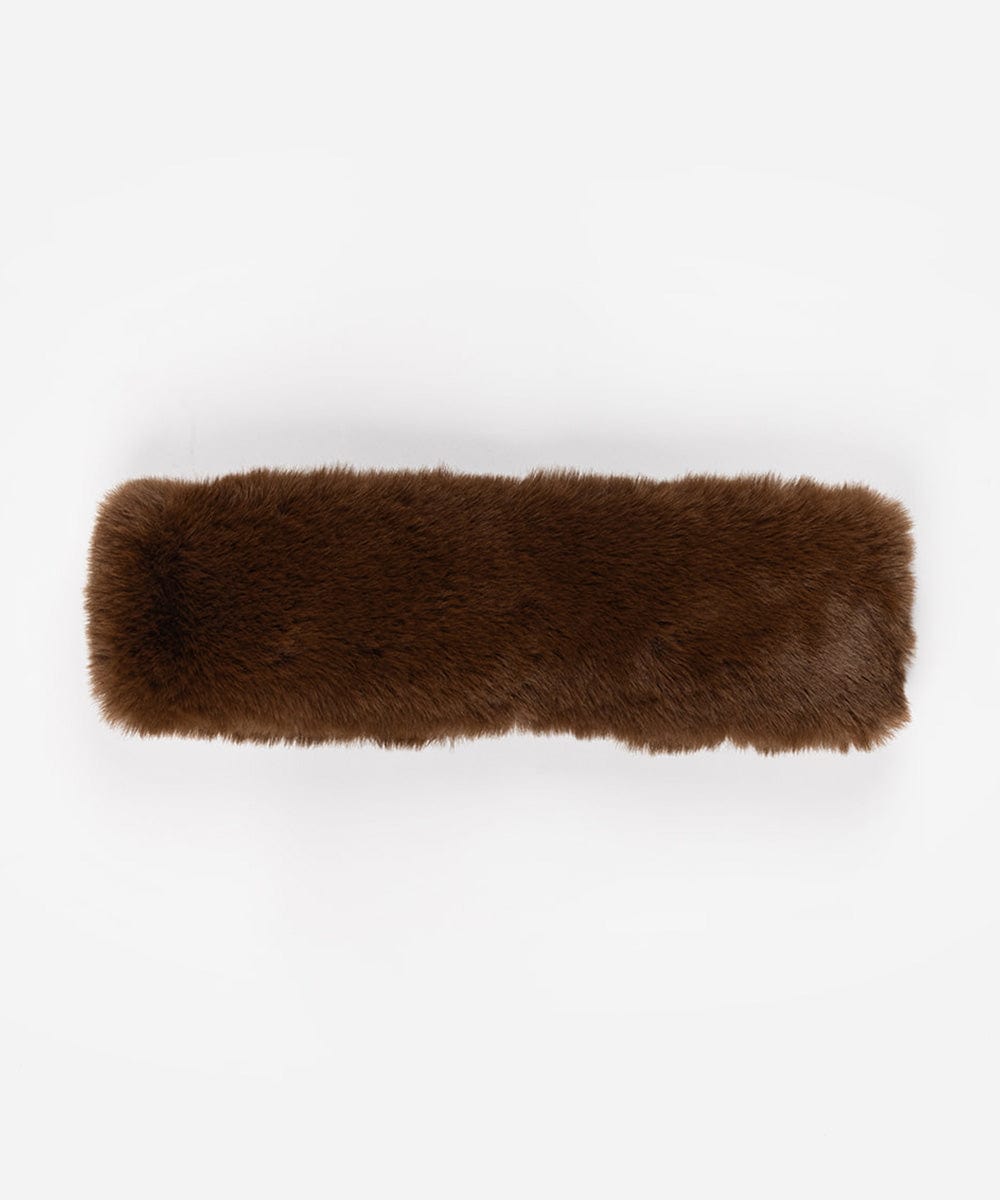 A brown fur headband on a white background #color_brown