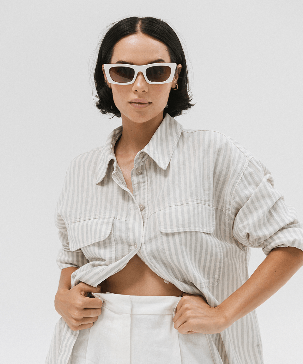 Jackie Rectangle Sunglasses - GIGI PIP #color_white tortoise