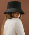 Gigi Pip bucket hats for women - Lana Straw Bucket Hat - 100% raffia straw packable friendly straw bucket hat with a gold gp pin on the back [black]