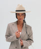 Gigi Pip felt hats for women - Jillian Pencil Brim - 100% australian wool fedora curved crown with a stiff, wide brim featuring a pencil rolled up edge + a GP branded pin on the back [off white]