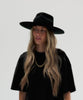 Gigi Pip felt hats for women - Emery Teardrop Fedora - 100% australian wool teardrop pinched fedora featuring a tonal grosgrain ribbon trim branded with Gigi Pip [black]