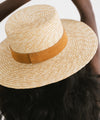 Gigi Pip straw hats for women - Capri Short - boater crown with a medium flat brim featuring a band around the crown [natural]