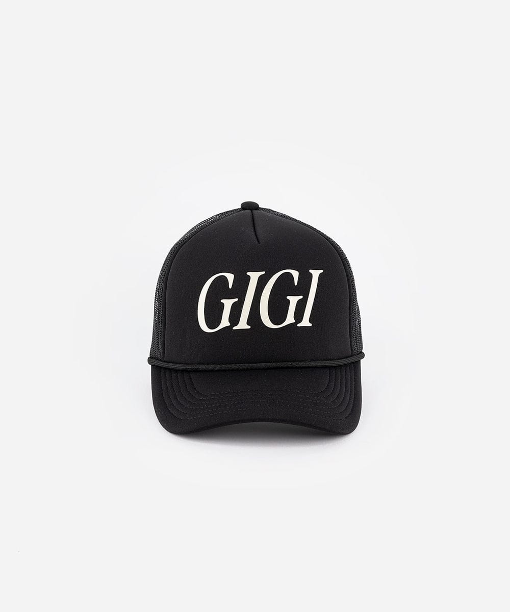 A black cap with 'GIGI' text on a white background #color_black