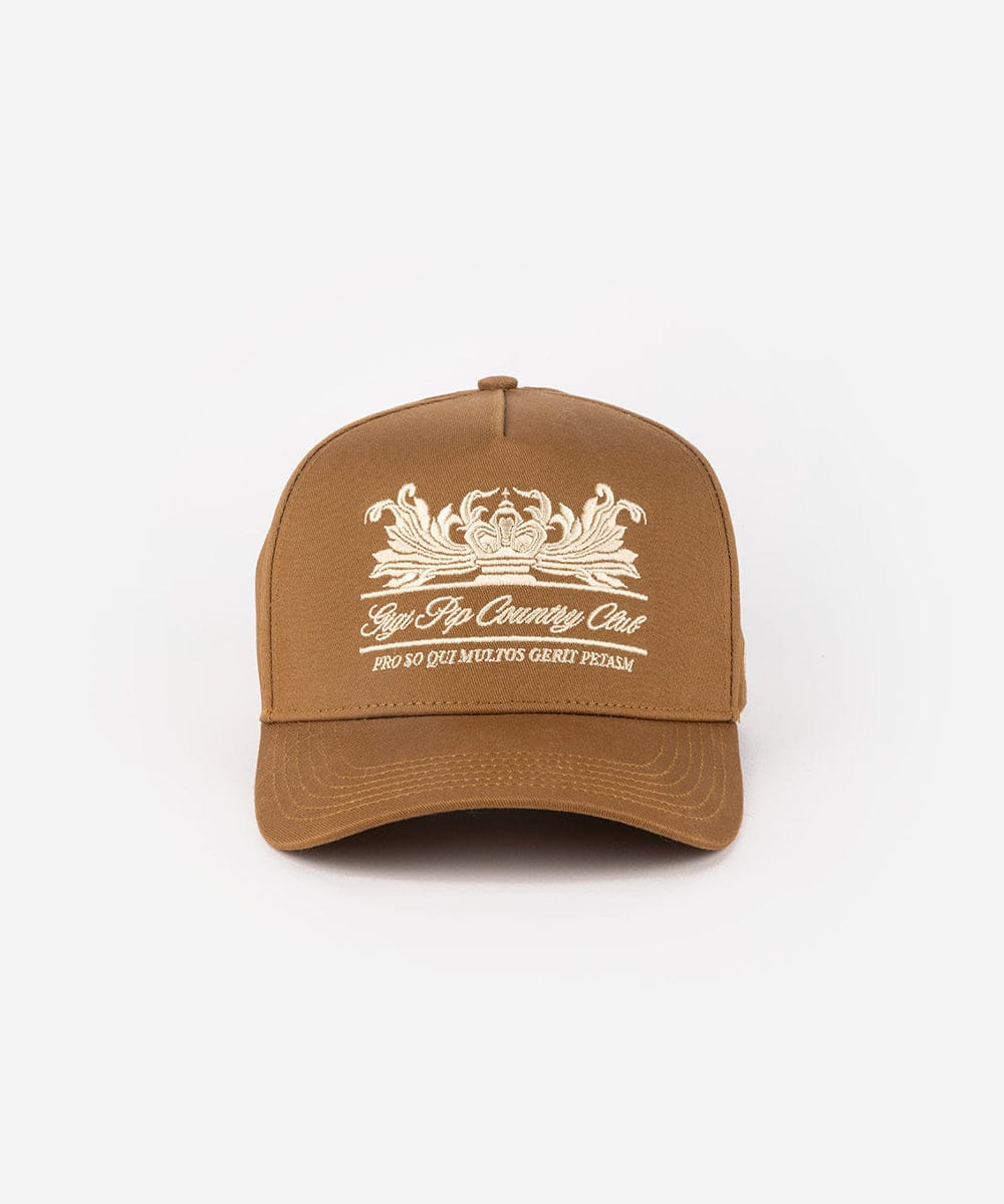 Brown cap with white logo on a white background #color_caramel