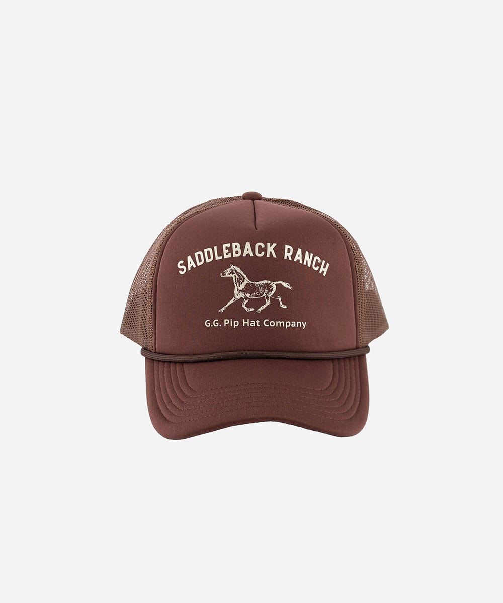 A chocolate brown cap with 'Saddleback Ranch' text and logo on a white background #color_chocolate brown