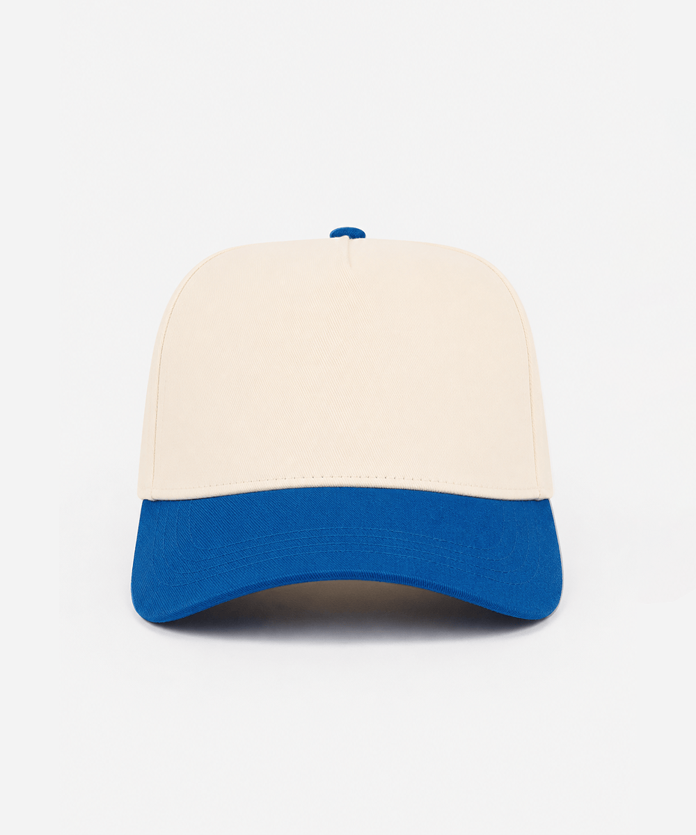 Two-tone beige and blue cap on a white background #color_cream - blue