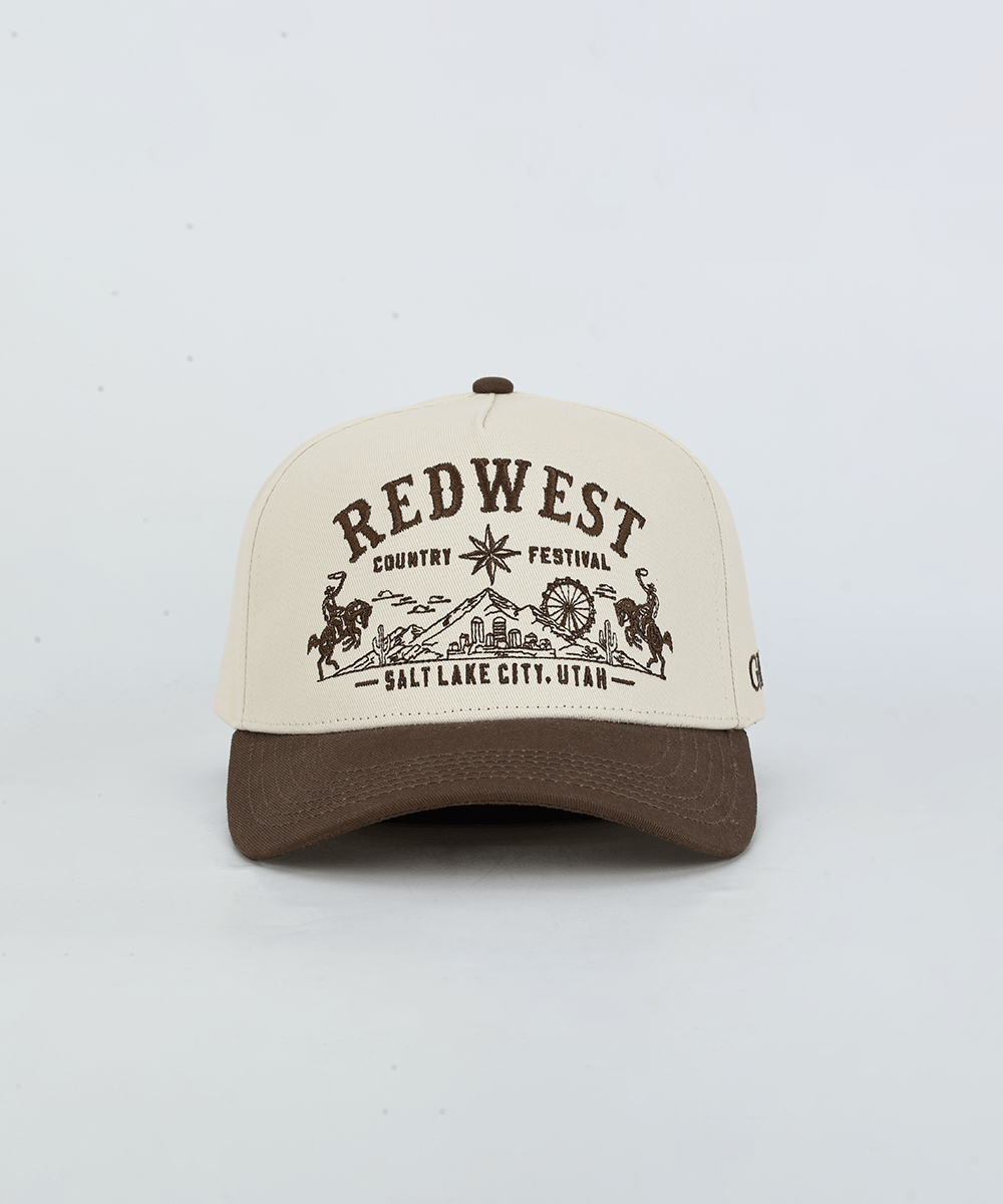 Cream and brown trucker hat in a white background #color_cream - brown