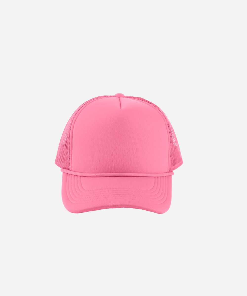 A trucker cap with mesh back on a white background #color_pink