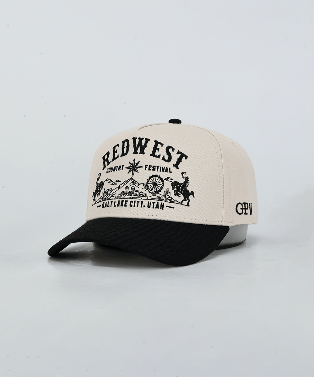 Cream and black trucker hat in a white background #color_cream - black