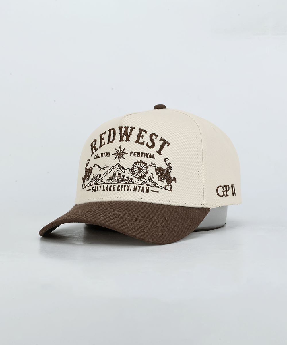 Cream and brown trucker hat in a white background #color_cream - brown