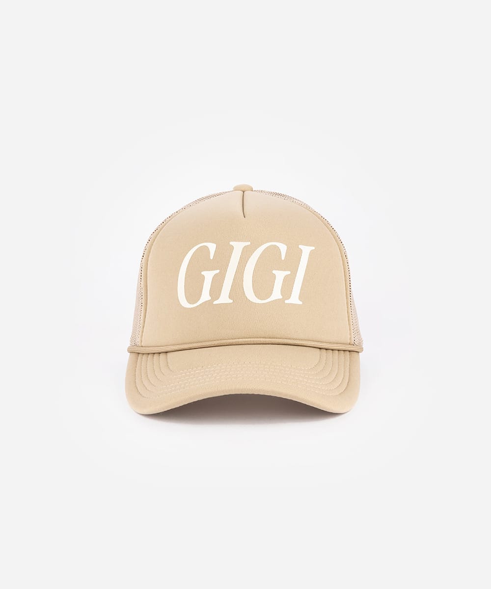 Beige cap with 'GIGI' text on a white background #color_tan