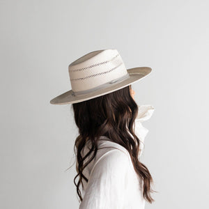 Straw Hats Arlo Grey Band - Straw Teardrop Fedora - BLEMISHED 59 M/L / Grey Band