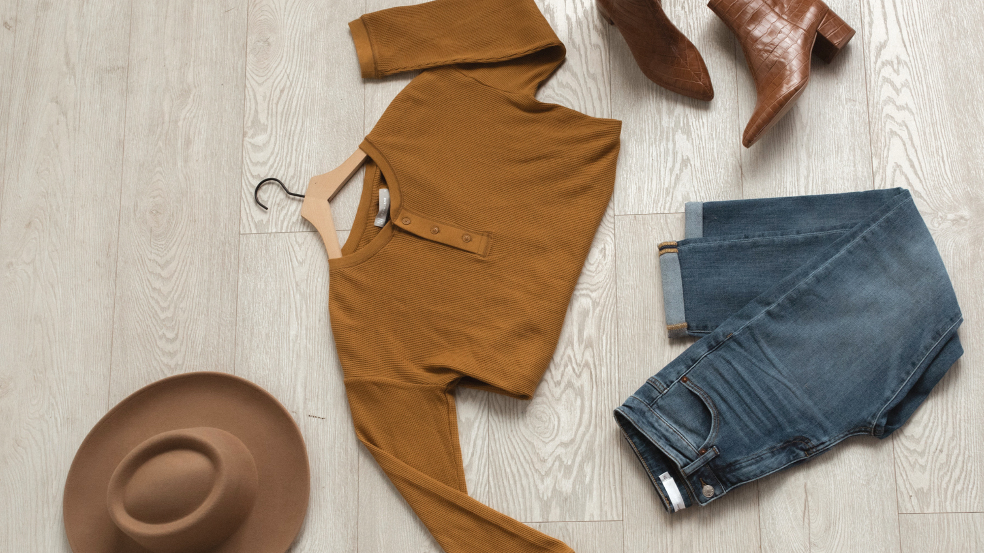 flat lay of fall outfit