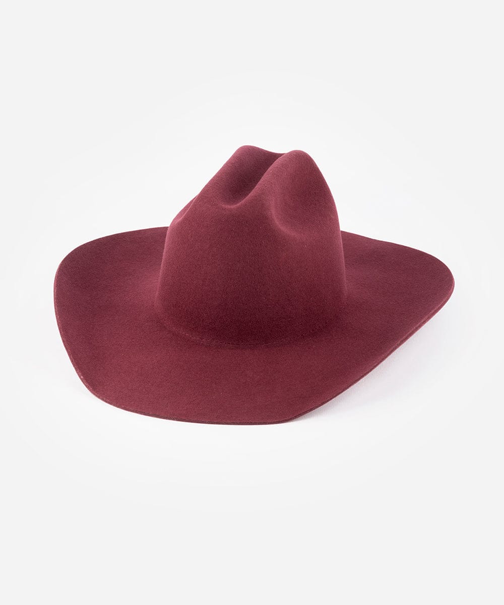 Cowboy Hat Burgundy Fedora Hat Mens Teddy Cattleman Cowboy Hat