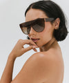 Gigi Pip sunglasses for women - Britt Shield Sunglasses - shield style women's sunglasses with an acetate frame + polarized lenses [amber]