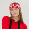 Gigi Pip winter hats for women - Ashton Retro Headband - 10% wool + 90% acrylic classic retro ski style headbands with limited edition holiday logo [ruby red]