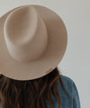Gigi Pip felt hats for women - Ava Fedora - 100% australian wool felt fedora with a stiff upturned brim + pinched fedora crown, featuring a Gigi Pip embossed leather tab on the brim [pre-order cream]