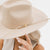 Gigi Pip hat bands + trims for women's hats - Thin Braided Wrap Band - thin braided leather adjustable hat band featuring a plated gold Gigi Pip circle logo and detailing [beige]