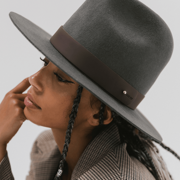 Gigi Pip hat bands + trims for women's hats - Wide Leather Band - 100% genuine leather hat band featuring a metal pin enclosure + Gigi Pip embossed on the edge [chocolate]