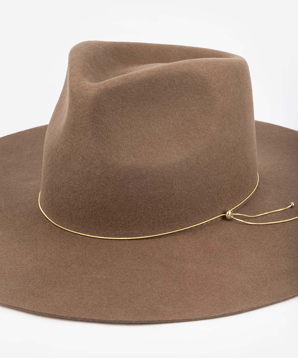 PRSVR Wool Wide Brim Hat Gold Chain Band XL Western Style Fedora Hats Women Men Wide Brim Thick Gold Chain Band Felted  main image 3