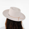 Gigi Pip hat bands + trims for women's hats - Grosgrain Band - 100% polyester grosgrain band featuring a Gigi Pip engraved metal bar and two tails where the band ties together in the back [dusty pink]