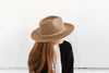 Gigi Pip hat bands + trims for women's hats - Grosgrain Band - 100% polyester grosgrain band featuring a Gigi Pip engraved metal bar and two tails where the band ties together in the back [nude]