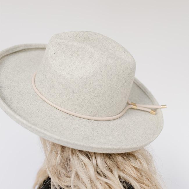 Gigi Pip hat bands + trims for women's hats - Cara Loren Bolo Band - 100% genuine vegan leather adjustable rope band featuring gold metal hardware [ivory]
