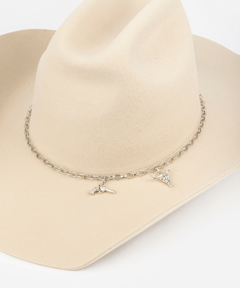 All Saints Cream Felt Hat with Gold Chain ALLSAINTS Briony Western Bolero Hat | endource main image 4