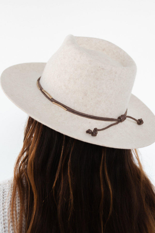 Gigi Pip hat bands + trims for women's hats - Rope Band with Beads - double layered rope hat band with metal accents detailing the ropes with a tie knot in the back [brown]