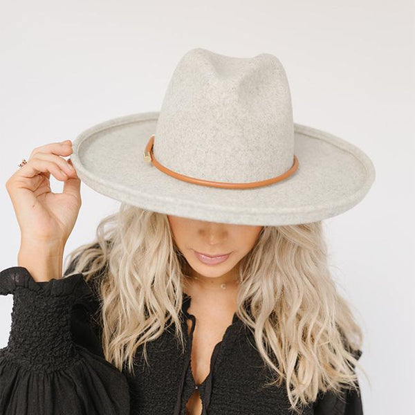 Gigi Pip hat bands + trims for women's hats - Cara Loren Vegan Wrap Band - leather vegan adjustable wrap band featuring gold plated metal hardware [brown]