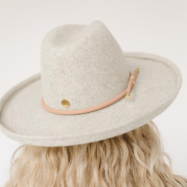 Gigi Pip hat bands + trims for women's hats - Cara Loren Vegan Wrap Band - leather vegan adjustable wrap band featuring gold plated metal hardware [dust pink]