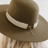 Gigi Pip hat bands + trims for women's hats - Velvet Chain Band - 100% nylon ribbon band with a layer of velvet lining the outside, featuring with Gigi Pip brand near the gold chain clasp [cream]